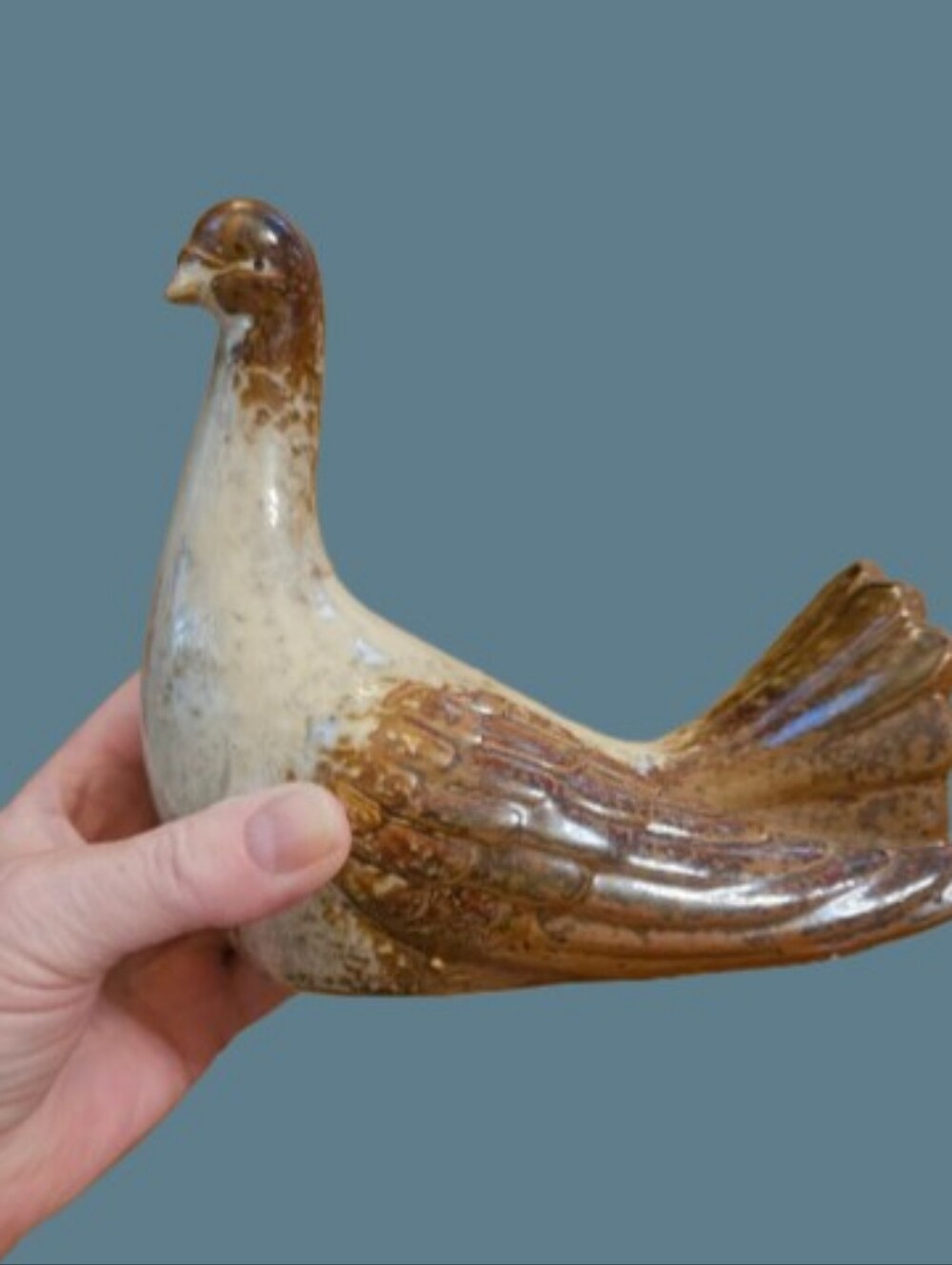 Vintage Stoneware Pottery Dove Figurine Peace on Earth